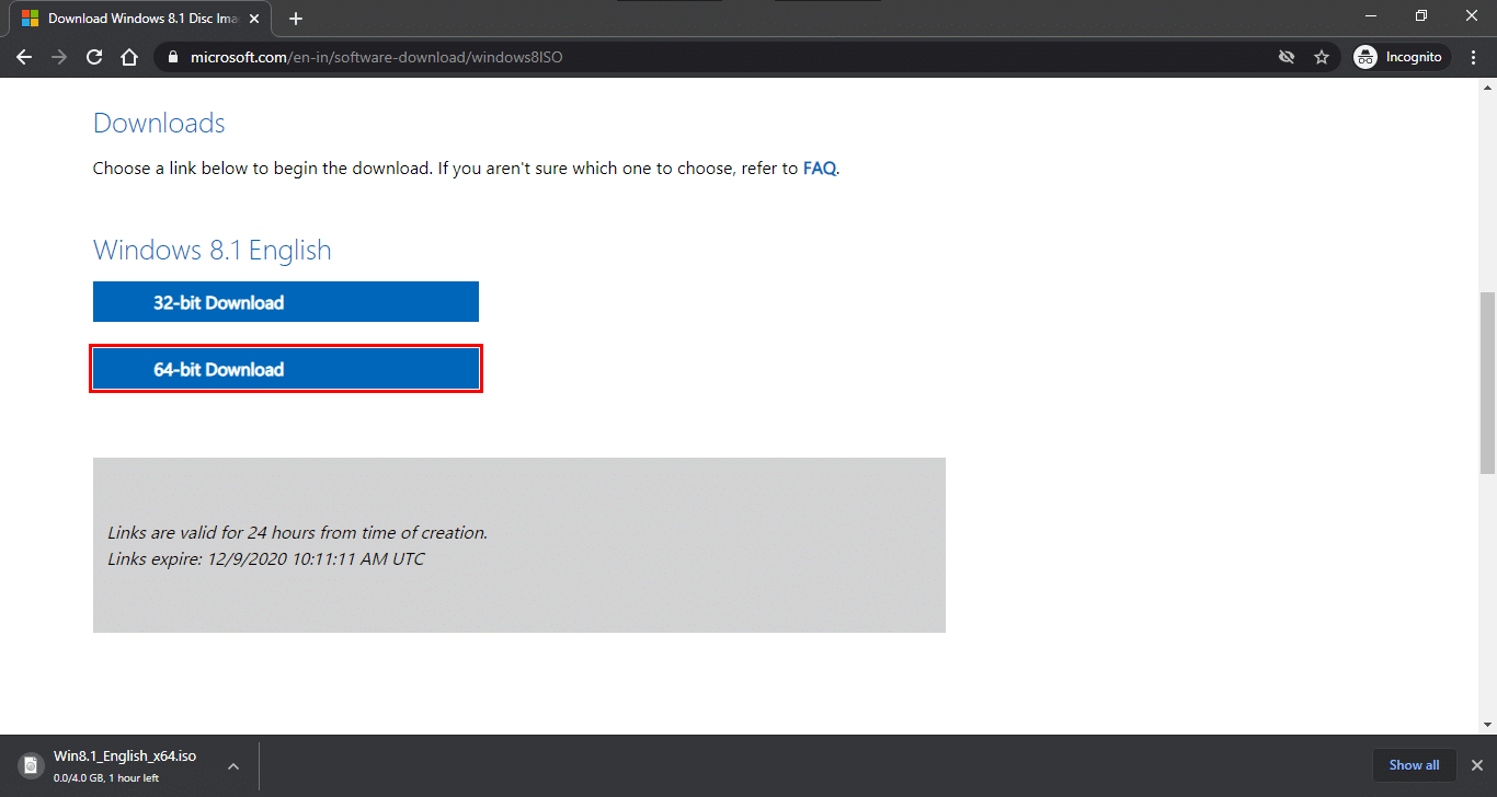 Microsoft Windows 8.1 Download Page
